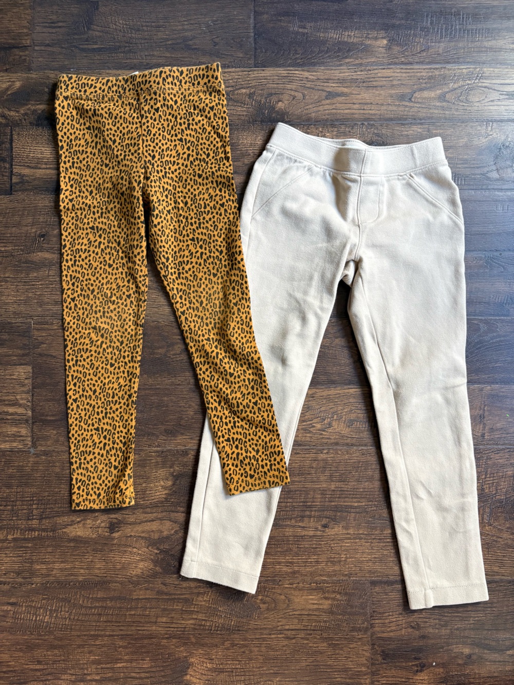 Crewcuts Leopard Print Mustard Leggings & Cat & Jack Cream Leggings Set